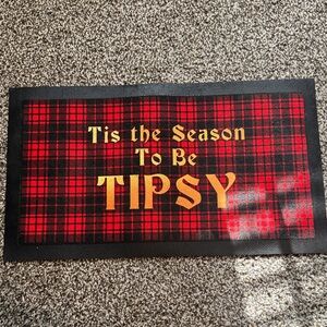 Festive Plaid Bar/Coffee Mat - Red and Black